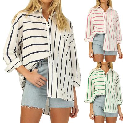 China Foreign trade border wholesale cheap anti-pilling stain Europe and America autumn and winter new slim deep V-neck women's sexy shirt for sale