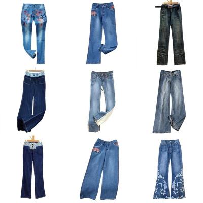 China Amazon foreign trade light color breathable simple women's high waist leg border wash wide pants jeans in stock for sale