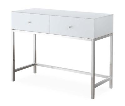 China Hallway Eco-friendly Material Console White Stainless Steel Console Table With Drawer Console Table Luxury Modern Furniture for sale