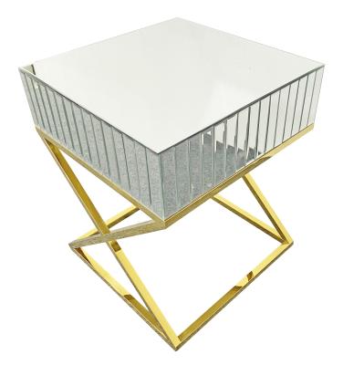 China Eco - Friendly Material Rectangle Side Table Mirrored Stainless Steel End Table Modern Furniture Side Tables For Living Room Luxury for sale