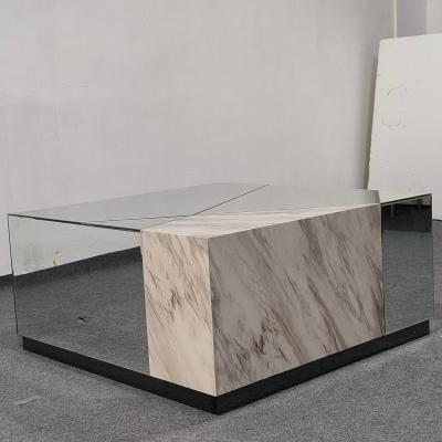 China Modern Light Luxury Marble Coffee Table Marble Mirror Top Coffee Table for sale