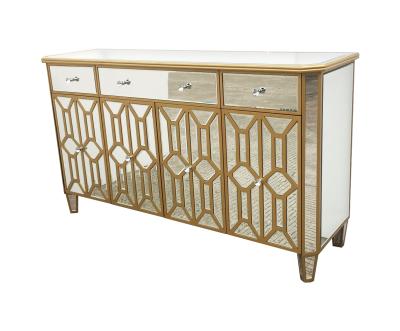 China Solid Wood Modern Kitchen Mirror Cabinet Sideboard Gold Dining Room Furniture Eco-friendly Sideboard Material for sale