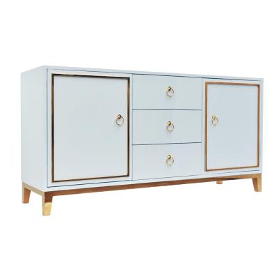 China Eco-friendly Material European Style Buffet Sideboard Luxury Dining Room Furniture White And Gold Drawer for sale