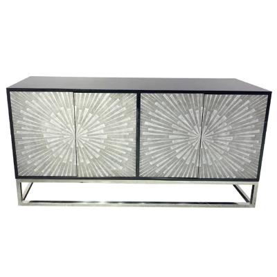 China Modern Shiny Stainless Steel Light Luxury Buffet Dining Room Furniture for sale