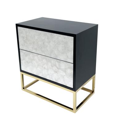 China Modern Glossy Color Shell Nightstand Contemporary Nightstand Luxury Cabinet Furniture Bedroom Eco-friendly Metal Material for sale