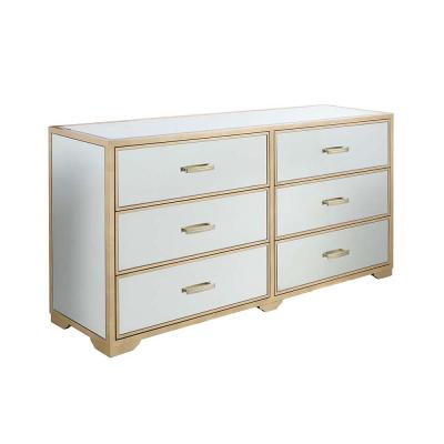 China Nordic Home Decor Light Eco-friendly Dresser Material Luxury Mirrored Wooden Dresser 6 Drawer Dresser Bedroom Furniture for sale