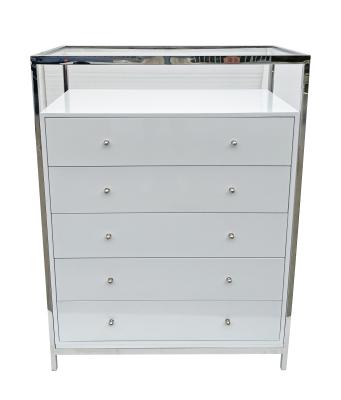 China Glass Dresser Bedroom Furniture Large Storage Dresser 5 Drawer Wooden Solid Metal Storage Dresser for sale