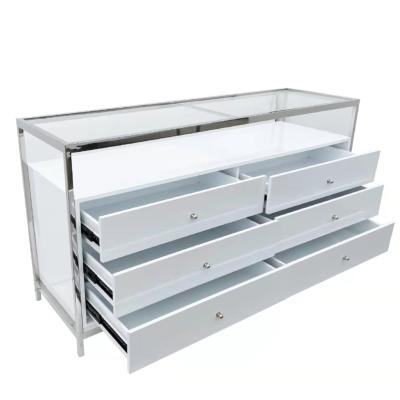 China Modern White High Gloss White Bedroom Lockers 6 Drawer Chest Of Drawers Chests Of Drawers For Bedroom for sale