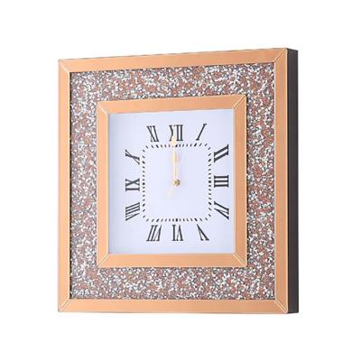 China Home Decor Crushed Luxury Eco-friendly Material Diamond Wall Clocks Living Room Hall Decorative Wall Clock Large for sale