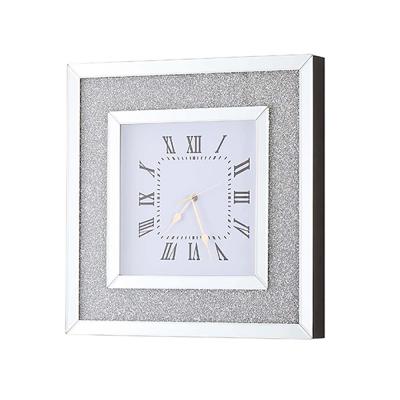 China Diamond Silver Wall Clock Decorative Wall Mounted Crushed Wall Clock Eco-friendly Material Living Room Clock For Living Room for sale