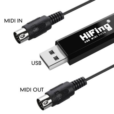 China HiFing USB IN-OUT MIDI Interface 5 Pin Line Converter PC to Music Keyboard Adapter MIDI USB Cable for sale