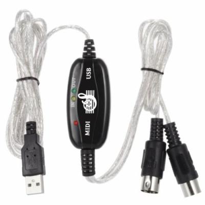 China Electrical Wire USB IN-OUT MIDI Interface Cable, USB Midi Cable With Led Light zu verkaufen