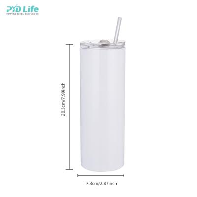 China Viable Wholesale PYD Lifetime RTS 20oz 600ml Stainless Steel Straw Tumbler Straight Sublimation Blanks Tmblerwith and Slider Lid for sale