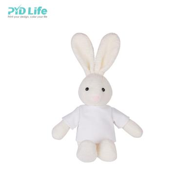 China For Custom 22cm Soft Cute Bunny Rabbit Stuffed Toy Bunny Plush Toy Easter Life Gifts PYD With Blank T-shirt For Sublimation Printing for sale