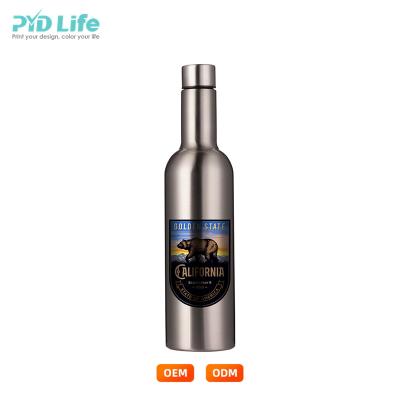 China Wholesale Custom PYD Lifetime 25 Ounce 750ml Sublimation Silver Stainless Steel Wine Water Bottle for sale