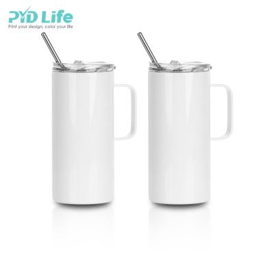 China Wholesale 20oz 600ml PYD Life Sublimation Stainless Steel Viable Straight Mug Lean Empty Tumbler With Handle And Lid for sale