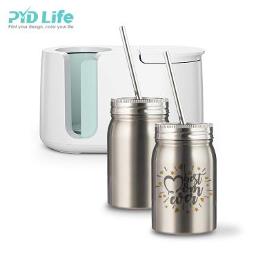 China PYD Lifetime 17oz 500ml Cricut Silver Mug Machine Sublimation Press Blank Print Tumbler Mason Jar With Lid And Straw for sale