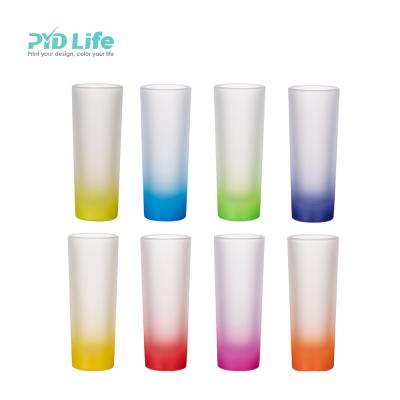 China Wholesale Custom Logo Design Life Shot Glass PYD Color Frosted Blanks 3 Ounce Gradient Sublimation Shot Whiskey Glass for sale