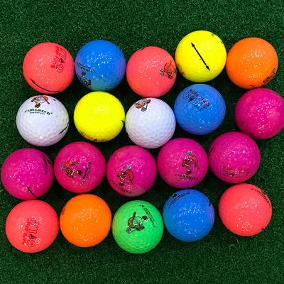 China Factory Wholesale Fungreen Rubber Colored 2 Layer Practice Colorful Golf Ball Balls For Kids And Adults Custom Logo for sale