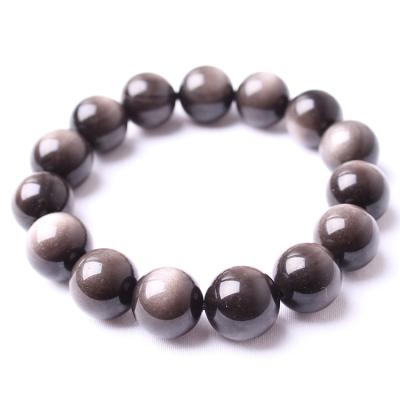 China Natural Silver Obsidian Lucky Bracelet Bead Pixiu Charm Casual/Sporty Hot Selling Elastic Bracelet for sale