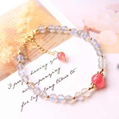 China 2021 New Central Statistical Institute Moonstone Fashion Cute Cheap Natural Crystal Gray Temperament Bangle Design Soft Bracelet for sale