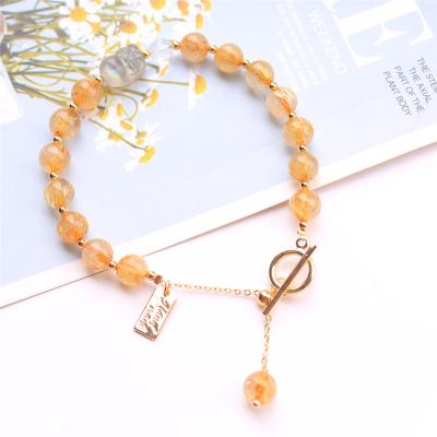 China DIY Cute Natural Crystal Design With INS Fashion Gem 7mm Crystal Nameplate Bracelet for sale