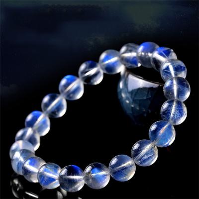 China Promote Natural Indian Ice Moonstone Collection Crystal Simple Ring Bracelet Circulation Vitality And Increase Blood Strong Blue Light Women Bracelet Glass White for sale