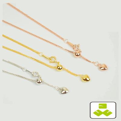 China FASHIONABLE 18K Silver Gold Silver Adjustable Chain Necklace 18K Long Stretch Chopin Sweater Chain 925 Extension Chain for sale