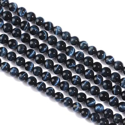 China BOHEMIA Blue Tiger Eye Long Chain Loose Beads Half Round Gemstone Beads Bracelet DIY Beading Accessories for sale