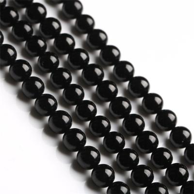 China Natural Black Loose Necklace Bracelet Design DIY Jewelry Beads Stone Obsidian 7a Semi-complete Parts Wholesale for sale