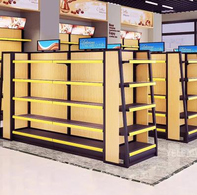 China Easy installation Custom size Wooden Supermarket Shelf factory direct Display Shelving Gondola for retail for sale