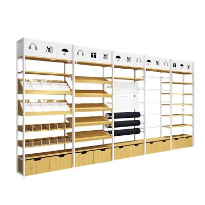 China Easy installation Customizable Modern Design Economic Wood Display Shelves Product Display Rack for sale