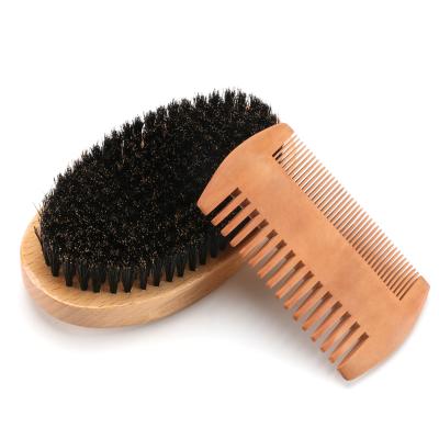 China Beard& Hair Abeis Wave Brush And Beard Set Brush For Men Boar Hair Natural Wooden Wave 360 ​​Hard Brush for sale