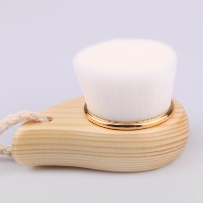 China Wholesale Abeis OEM Natural Wood Soft White Boar Face Lift Stiffens Mini Portable Cotton Sling Facial Cleansing Brush for sale