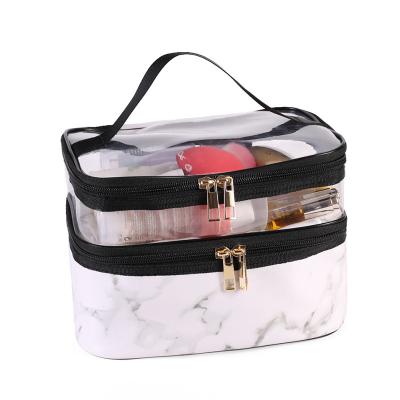 China Fashion Abeis Wholesale Luxury Women's Cosmetic Case Double Layer Bag Portable Makeup Storage Bag for sale