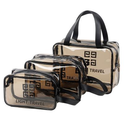 China Fashion Abeis Logo Transparent PVC Material Waterproof Cosmetic Bag Custom Makeup Cosmetic Bag For Travel for sale