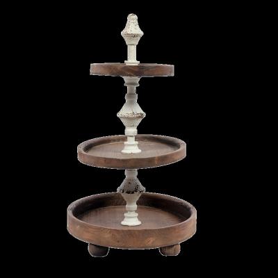 China Traditional Farmhouse Tiered Home Decor Tiered Decorative 3 Tiered Serving Tray Woodland Tray Table Decor for sale