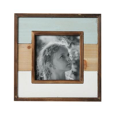 China Traditional Ocean Woodland Square Picture Frames for Tabletop Display, Rustic Frame High Definition Glass, Teal Wood Decor Picture Frames for sale