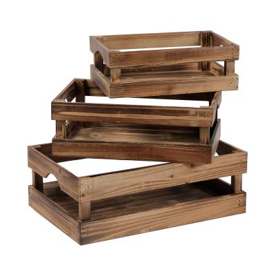 China Europe New Product Quality Creative Food Wooden Box Manufacturer Hot Sale Cheap Serving Storage Wooden Tray Cas-Professional for sale