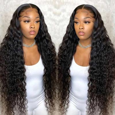 China Indian Colored Lace Front Wigs 10A HD Silky Straight Full Wave Virgin Water Wave Lace Front Wigs With Baby Hair for sale