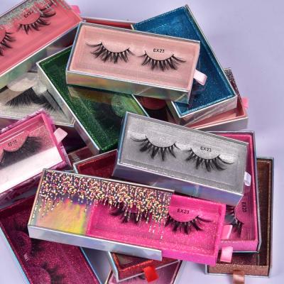 China Wholesale Cheap Good Quality Mink False Short Wispy Eyelash Private Label 3d Strip Slim Volume 12mm in Gold and White Package for sale