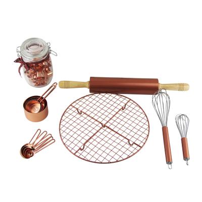 China Cutter Kit Set Non Stick Viable Cookie Stand Pin Beater Copper Baking Cooling Rooling Measuring Cups Spoon Christmas Tool Glass Jar for sale