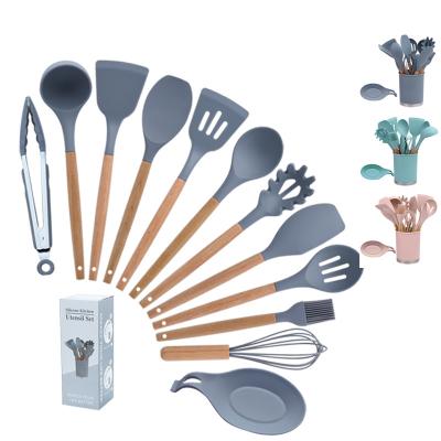 China 2021 Custom Sustainable Silicone Kitchen Utensil Set 12 Pcs Kitchen Bakery Cookware Set Cookware Sets for sale