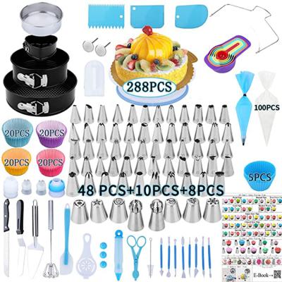 China Viable 288pcs Cake Decorating Supplies All Tools Turntable Baking Rotating Rack For Wedding Birthday Christmas Party for sale