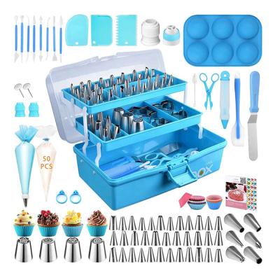 China Hot Selling Viable On Amazon 236PCS Cake Decorating Supplies Kit Cake Piping Tips Tools Baking Supplies Storage Box for sale