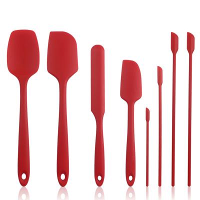 China Amazon Viable Hot Selling Baking & Pastry Tools Red/Black Silicone 8Pcs Baking Tools Cookware Scrapers Spatula Set Brush for sale