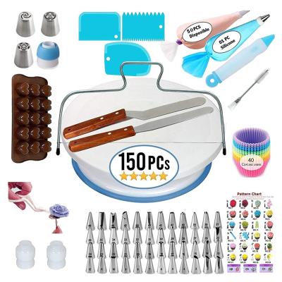 China Viable Hot Sale 150 PCS Items Reposteria Accesorios Tools Stainless Steel Piping Promotional Baking Icing Nozzles Cake Decorating Set for sale