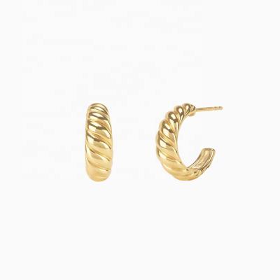 China TRENDY Fashion Unique Hot Selling Gold Plated French Stainless Steel Crescent Spiral Metal Earrings Ladies for sale