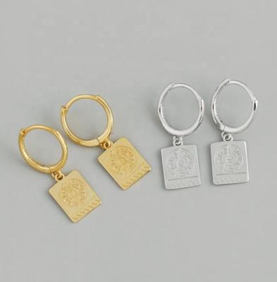 China 2021 New Romantic Trendy 925 Sterling Silver Square Pagoda Dangle Earring Custom Engrave To Dangle Earring Gift for sale