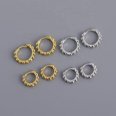 China FASHIONABLE Small 925 Tiny Beads Silver Earring Circles Charm Cheap Platinum Plated Charm Earring Circles for sale